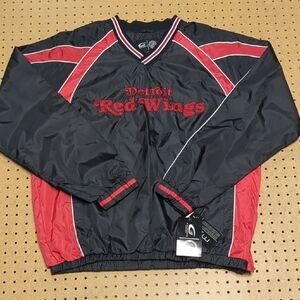 Vintage 90s Detroit Red Wings NHL G-III Black Red Pullover Jacket